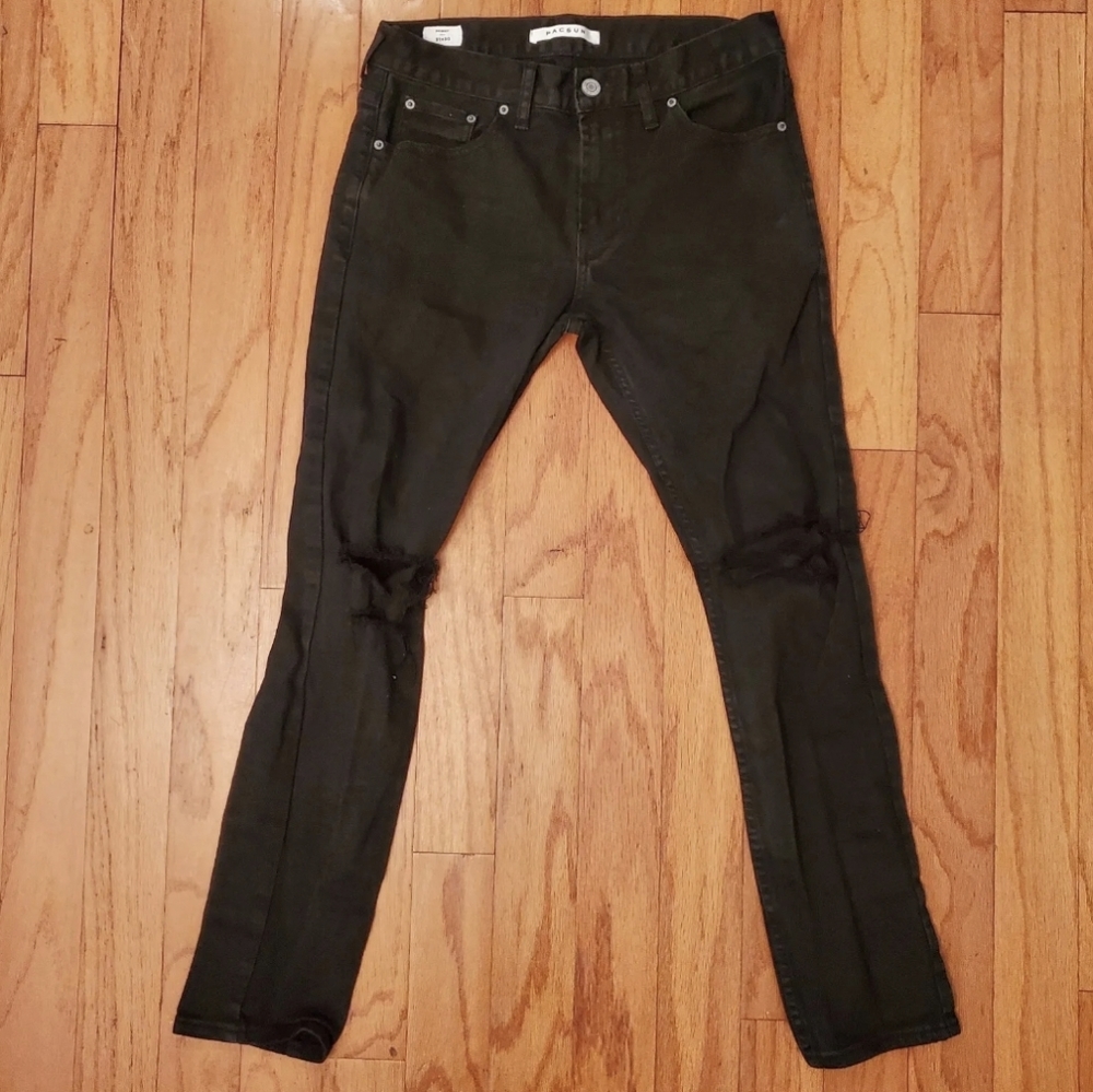 Pacsun Black Distressed Skinny Jeans Waist Sz 31/30 Pre-owned excellent …